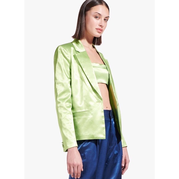 NWT Staud Madden Moss green satin blazer Size XS - Picture 8 of 8